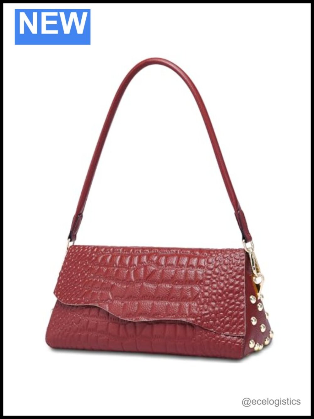 Genuine Leather Shoulder Bag Women Handmade Crocodile Pattern Purse Crossbody